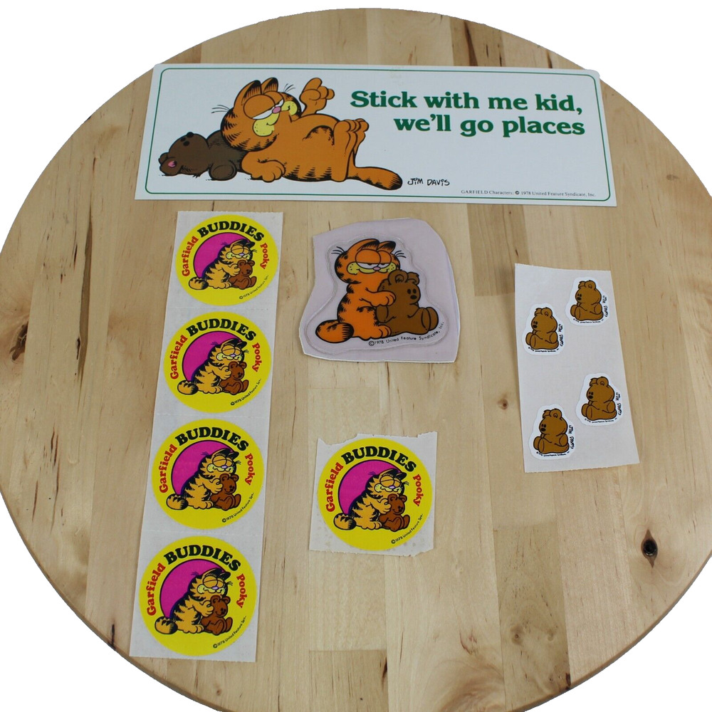 Garfield Sticker Vintage Sheet LOT 11 Cat Pooky Bear Puffy Bumper Sticker 1980s